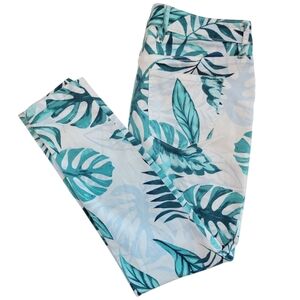 Tommy Bahama White Jeans Womens Sz 28 Green Monstera Skinny Ankle Pants Tropical